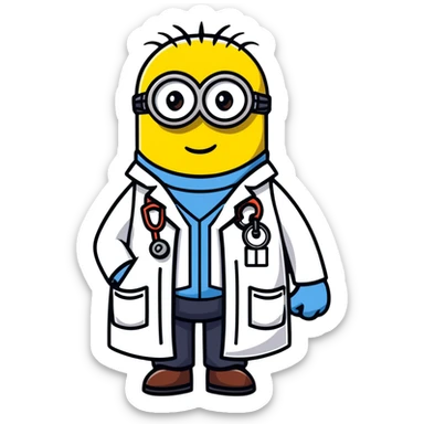 minion character in doctor outfit sticker