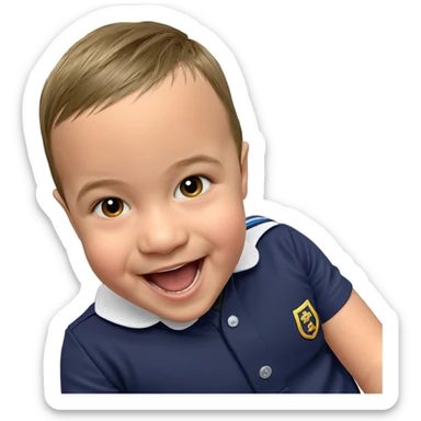 playful boy in uniform sticker