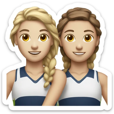 Two field field hockey players white with brown hair sticker