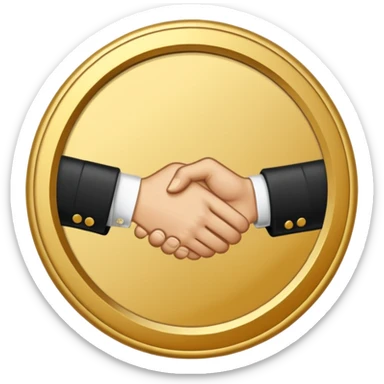 circular achievement style badge border for brand loyalist featuring a handshake and classy border  sticker