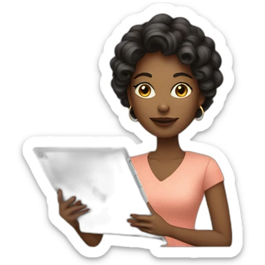 A beautiful female designer with an iPad sticker