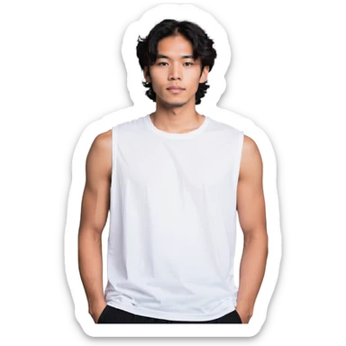 white sleeveless T-shirt sticker