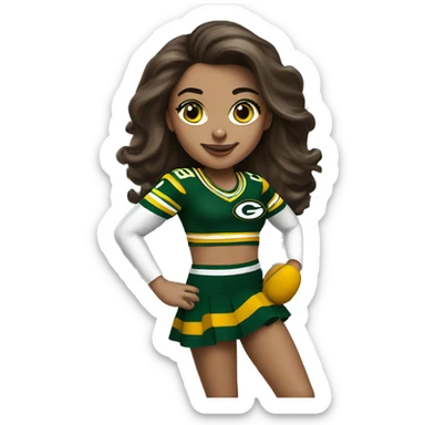 nfl glamourous cheerleader, brunette hair, cheering, Green Bay packer  sticker