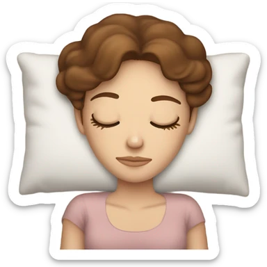 White girl with frekles Brown not curly hair sleeping peacfully on a pillow  sticker