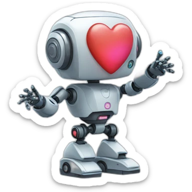 robot doing heart with hands sticker