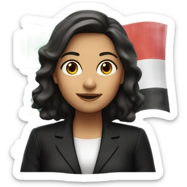 A super realistic woman in a black suit waves the Italian flag over her head sticker