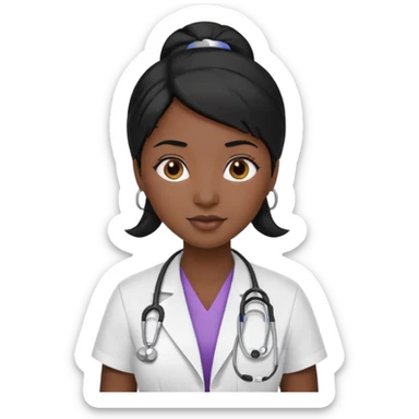 medical woman, with black hair and skin color sticker
