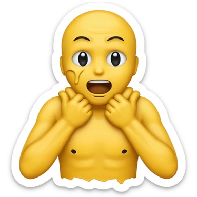 emoji strangling its self with its hands sticker