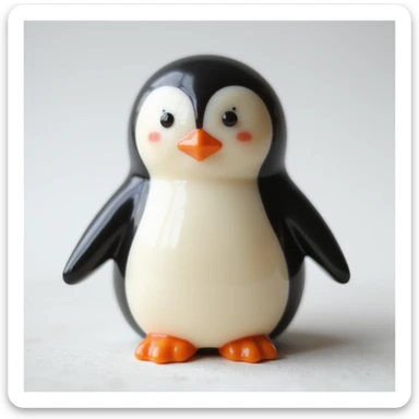 realistic candy shaped like a cute penguin, photorealistic style sticker