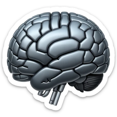   Create an emoji in which it is representing AI brain in black color professional and luxury  AI sticker