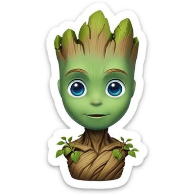 groot like shrek blue eyes  sticker