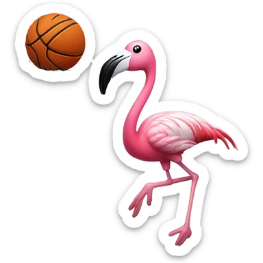 Flamingo dunking a basketball below the net sticker