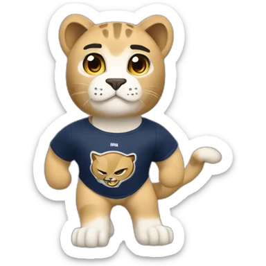 Goyo is an animated puma wearing a UNAM puma t-shirt sticker