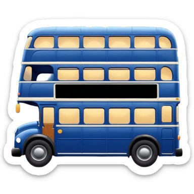 A dark blue double decker bus with cute cosy outdoor string twinkle lights sticker