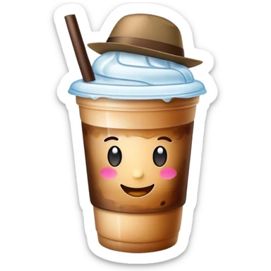ice coffee with hat sticker