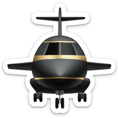 Black private jet with gold stripes sticker