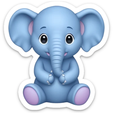 cute blue elephant with hands together, little tears in his eyes sticker