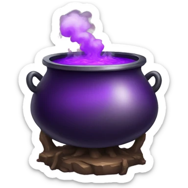 Cauldron with potion and purple steam. sticker
