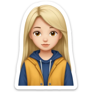 A pretty girl who has layered straight hair woth baggy clothing sticker