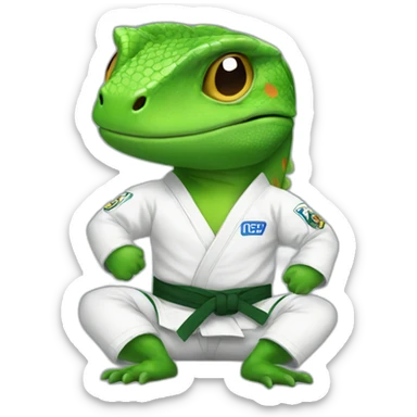 lizard wearing jiujitsu uniform sticker