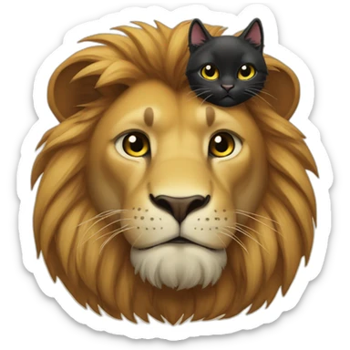 Big Lion and small black cat both pleading  sticker