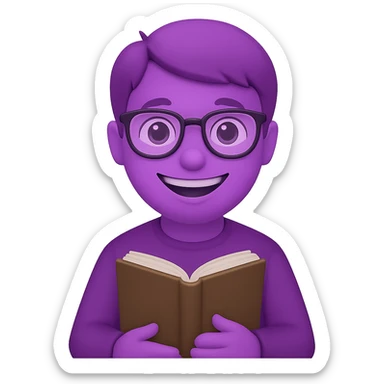 Make the edgelord nerd more smiley and change the nerd's color to purple, keep the style and transparent background. The original style is preserved but use the general editor to achieve the changes with transparent background. sticker
