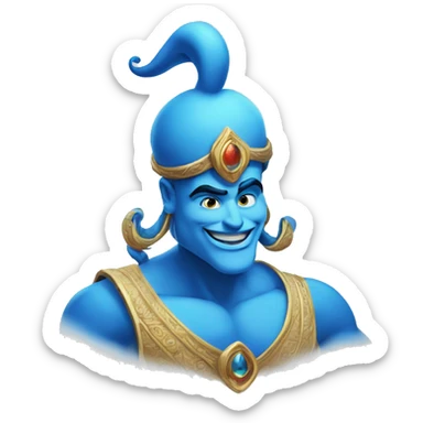 Blue genie from Aladdin white border sticker