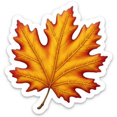 yellow and red oak leaf  sticker