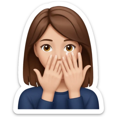 Hand covering entire face woman brown hair sticker