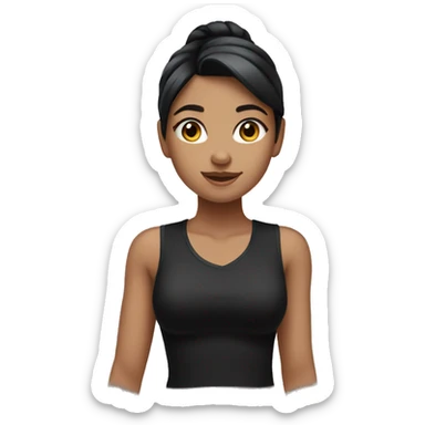 girl with black hair in a ponytail and a black sleeveless shirt sticker