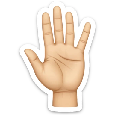 a human right hand emoji giving the "Scram" (Get out of here!) sign with palm facing the viewer, fingers clenched touching the palm, and the thumb extended out to the right side. This emoji can also be used to signify thumbing a ride (hitchhiking). sticker