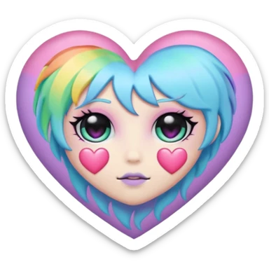 pastel goth heart with pastel rainbow sticker