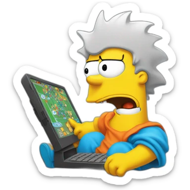 Bart Simpson qui joue aux jeux vidéo  sticker