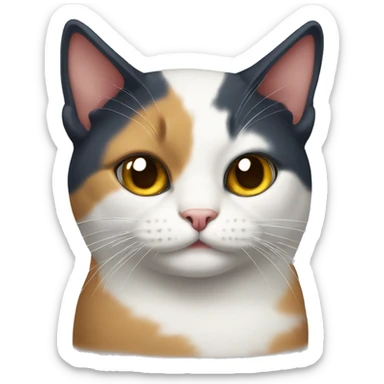 one-eyed tricolor cat sticker