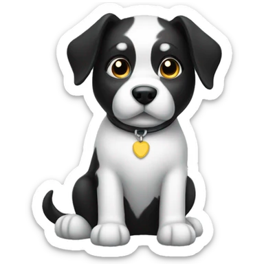 Black and white dog sitting down sticker
