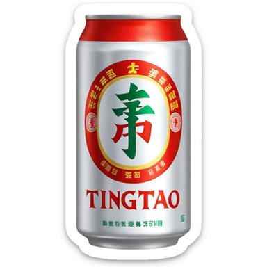 Tsingtao beer can with Chinese characters sticker