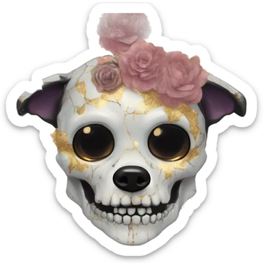 iridescent kintsugi fluffy zombie black brown gold dog fox head zombie skull skeleton gold mechanical nebula galaxy stars colorful flowers fairy lights vintage zombie sticker