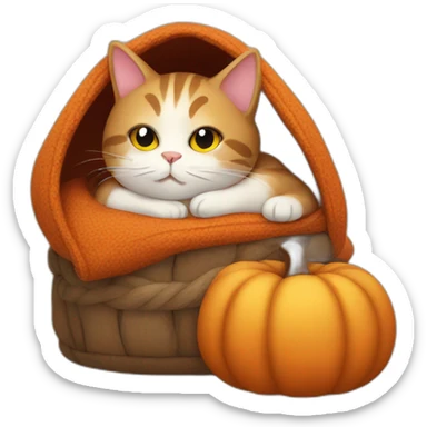 Cozy autumn cat sticker
