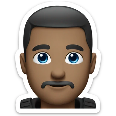 bald guy with blue eyes and stubble. black clothes sticker