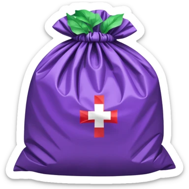 purple garbage bag with small Swiss flag, sticker look sticker