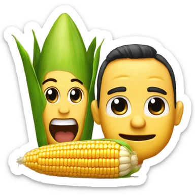 Corn as mom dad and baby sticker