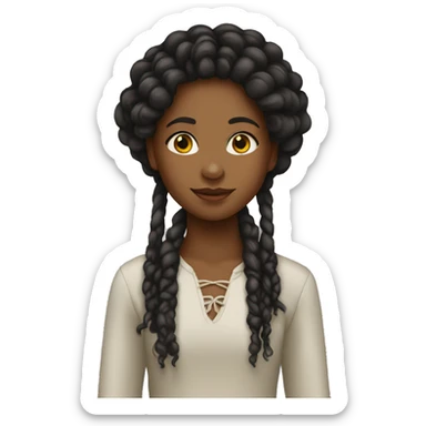 Emoji menina negra de tranças rastafari  sticker
