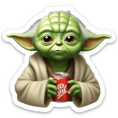 Yoda buvant une canette de coca  sticker