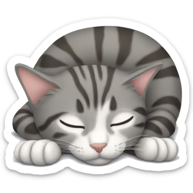 cat sleeping gray tabby sticker