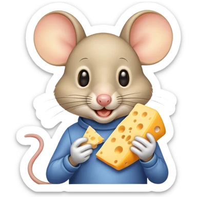 Jerry mouse from Tom and Jerry eating cheese sticker