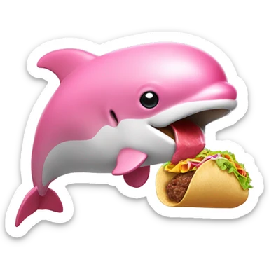 pink dolphin eating a taco sticker