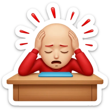 cartoon face banging head on a table, exasperated emoji sticker