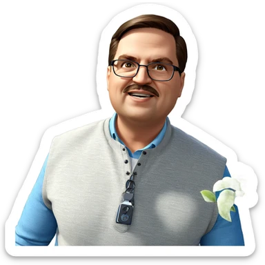 confident man with glasses sticker