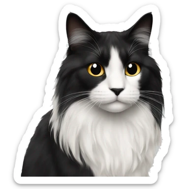 half Black and half white long hair cat with black muzzle sticker