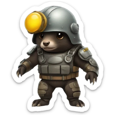 Mole with a combat helmet sticker